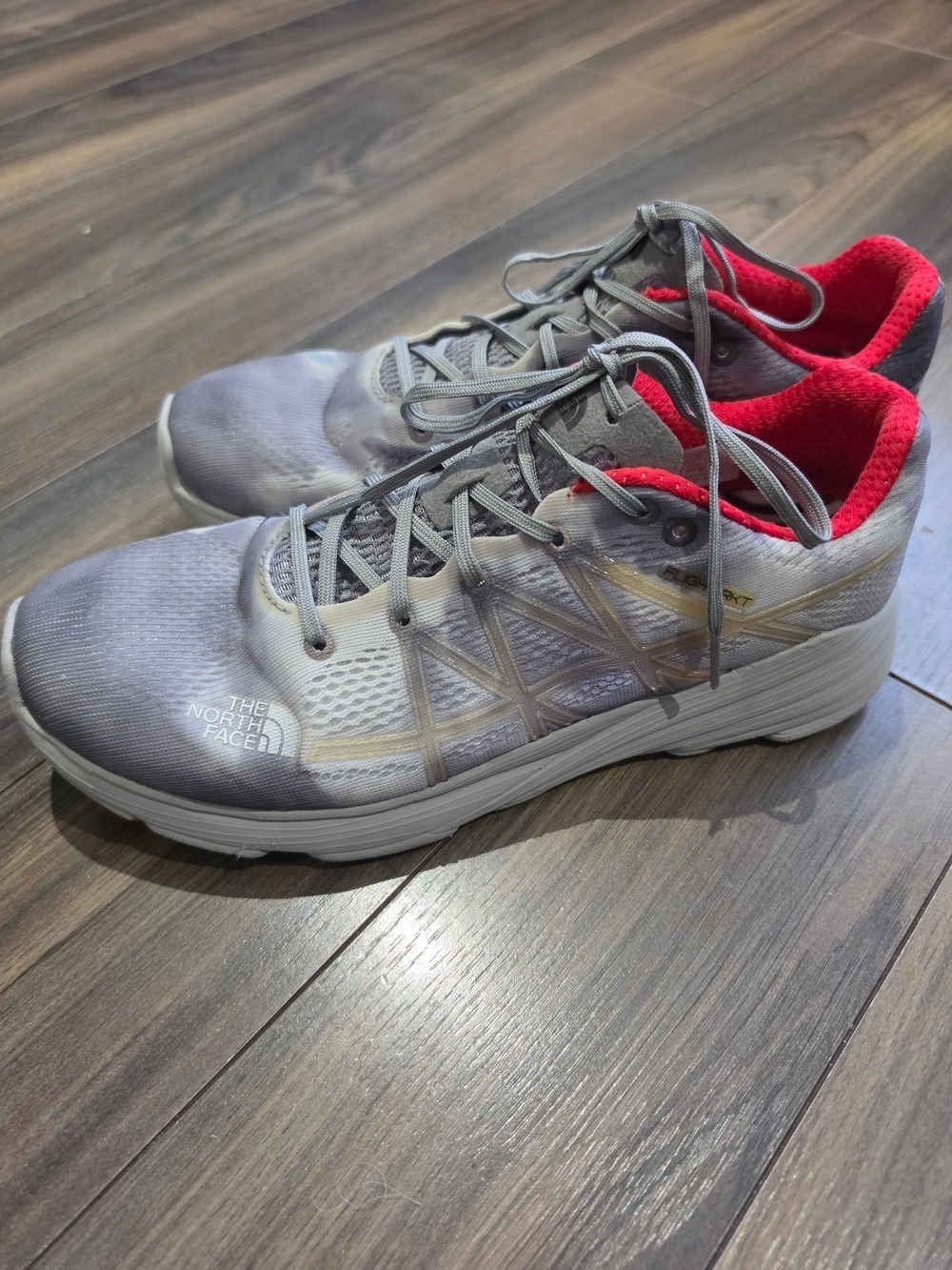 The North Face Women's Gray Red Trail Running Shoes Size 9.5